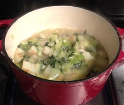 Photo of the watercress and leek soup before cooking