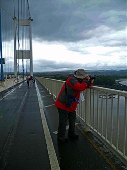 Taking photographs from the Severn Bridge