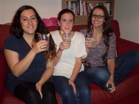 A photos of Sarah, Abi and Debbie drinking Lemon and ginger fizz