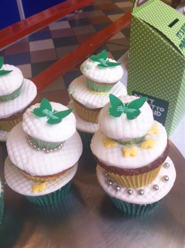 An image of Macmillan branded butterfly cakes