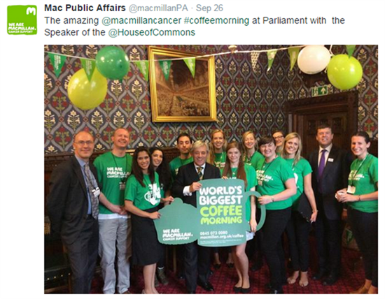 Coffee morning in Parliament, a photo with the Commons Speaker