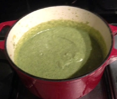 Photo of the watercress and leek soup after cooking