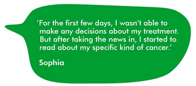 ‘For the first few days, I wasn’t able to make any decisions about my treatment. But after taking the news in, I started to read about my specific kind of cancer.’