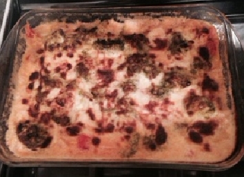 Image shows Broccoli Mornay after it has been cooked.