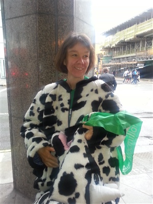 Photo of Tracy in the cow costume