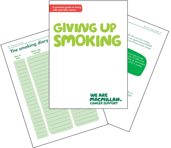 Front cover and two inside pages of our booklet Giving up smoking