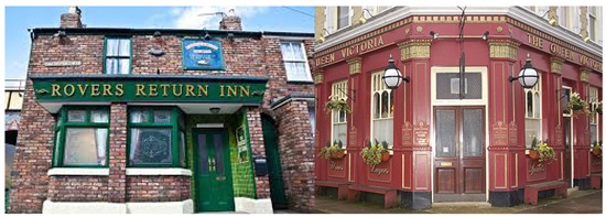 Photographs of the pubs featured in Coronation Street and EastEnders