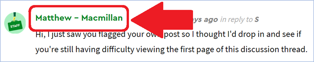 How to visit a user's forum profile from a forum post, with the member's username highlighted