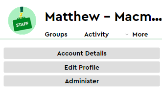 Profile page in mobile view with edit option button now visible
