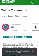  "Join" banner at the bottom of groups