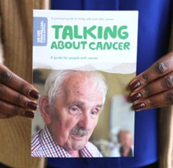 Image shows front cover of the Talking about cancer booklet