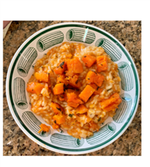 A bowl of butternut squash and sage risotto