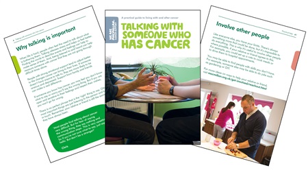 an image of our booklet, Talking with someone who has cancer