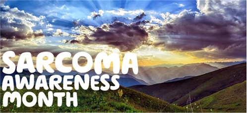 Sarcoma awareness month written over sun breaking through clouds