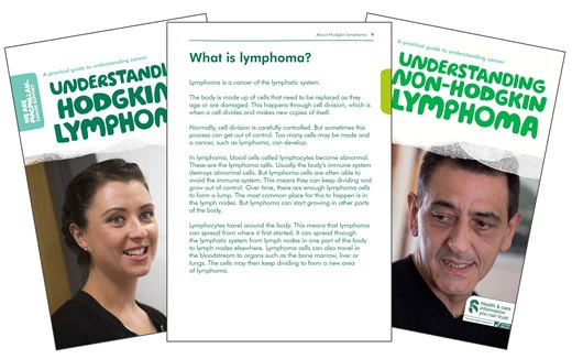 This image shows the front covers of our two booklets, Understanding Hodgkin lymphoma and Understanding non-Hodgkin lymphoma.