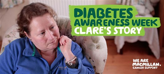 This image shows a photo of Claire, and the words: Diabetes Awareness Week Claire’s Story