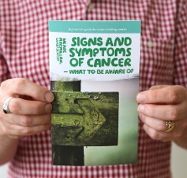 Image shows the cover of our booklet Signs and symptoms of cancer - what to be aware of