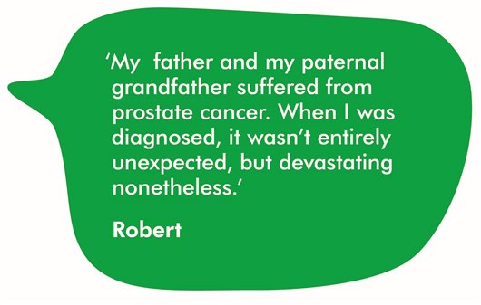 ‘My father and my paternal grandfather suffered from prostate cancer. When I was diagnosed, it wasn't entirely unexpected, but devastating nonetheless.’ Robert