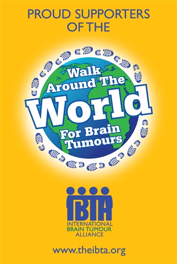 Image shows the logo for 2016 Walk Around the World for Brain Tumours. 