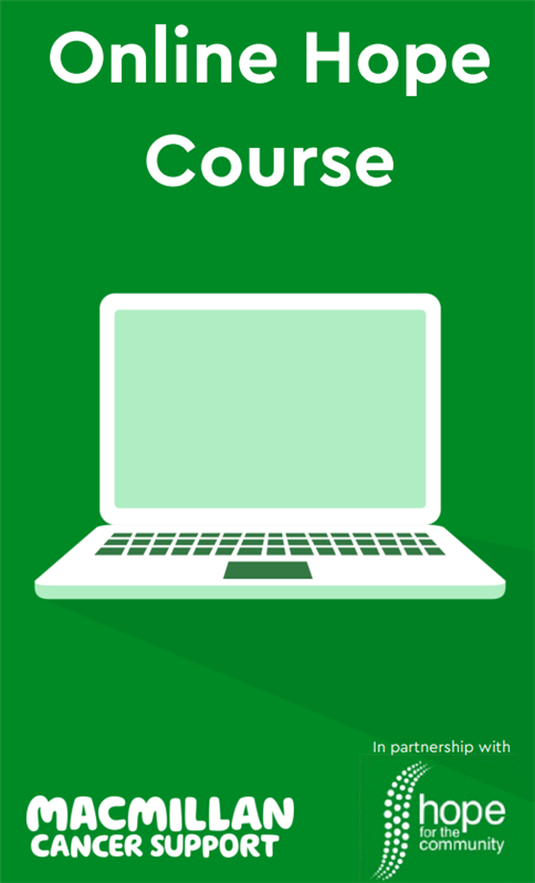 Online HOPE course with green laptop