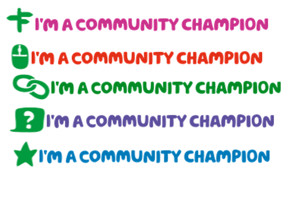 Image of Champion signature badges they read 'I'm a Community Champion'