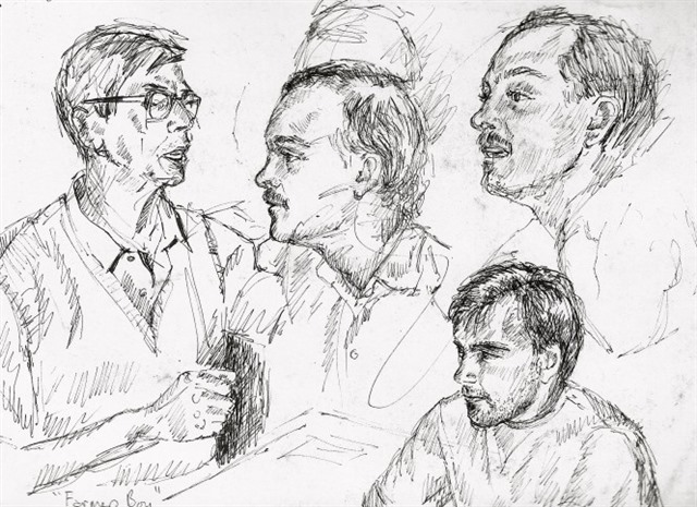 Sketches by Willo of the faces of her friends and family who attended a dinner party.
