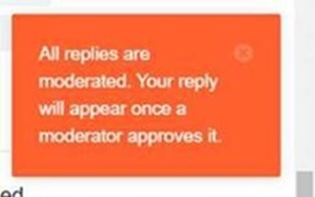 "All replies are moderated."