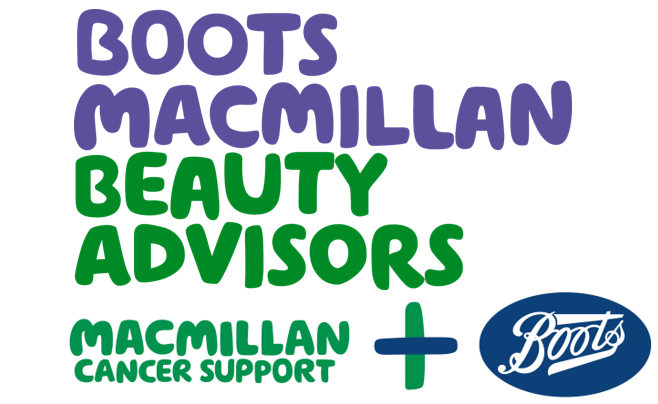  "Boots Macmillan Beauty Advisors" with the Macmillan logo and Boots logo