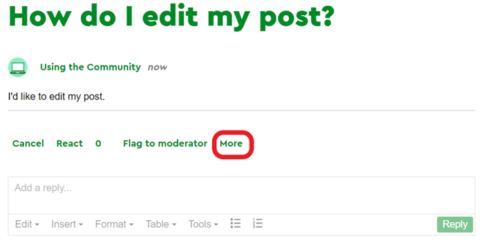 Image of post with a red circle highlighting the 'More' option