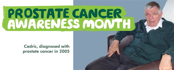 This is a banner showing a photograph of Cedric, with the heading 'Prostate Cancer Awareness Month'.