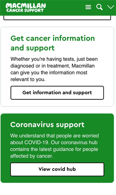 Information and support from Macmillan